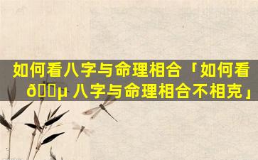 如何看八字与命理相合「如何看 🌵 八字与命理相合不相克」